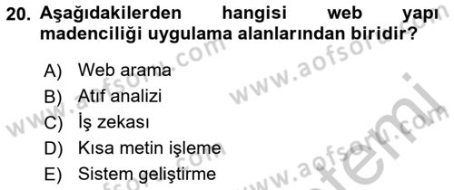 Veri Madenciliği Dersi 2018 - 2019 Yılı Yaz Okulu Sınav Soruları 20. Soru
