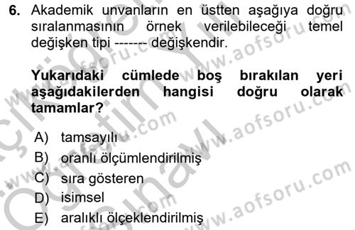 Veri Madenciliği Dersi 2018 - 2019 Yılı Yaz Okulu Sınav Soruları 6. Soru