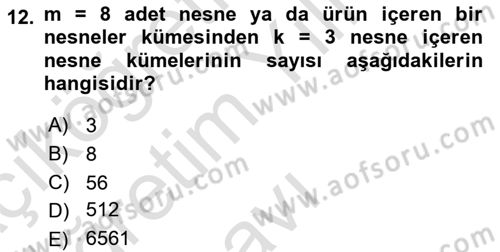 Veri Madenciliği Dersi 2020 - 2021 Yılı Yaz Okulu Sınav Soruları 12. Soru