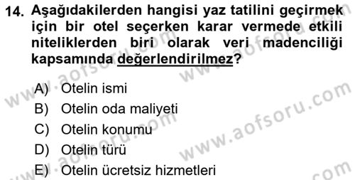Veri Madenciliği Dersi 2020 - 2021 Yılı Yaz Okulu Sınav Soruları 14. Soru