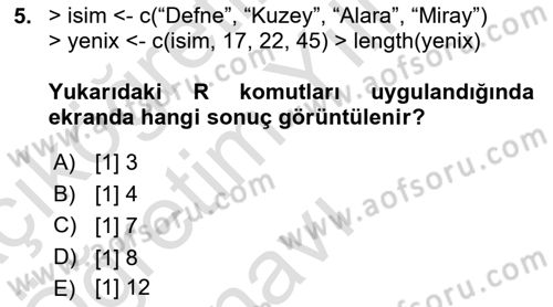 Veri Madenciliği Dersi 2020 - 2021 Yılı Yaz Okulu Sınav Soruları 5. Soru