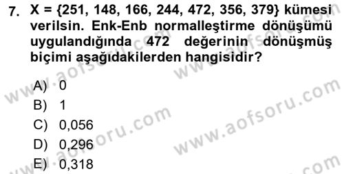 Veri Madenciliği Dersi 2020 - 2021 Yılı Yaz Okulu Sınav Soruları 7. Soru