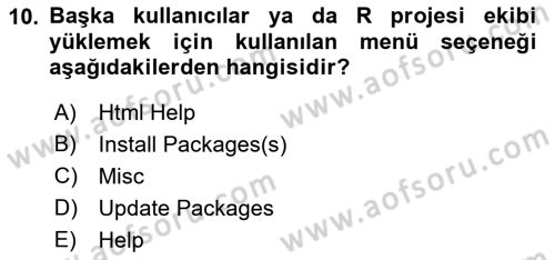 Veri Madenciliği Dersi 2021 - 2022 Yılı (Vize) Ara Sınav Soruları 10. Soru