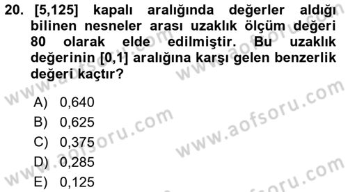 Veri Madenciliği Dersi 2021 - 2022 Yılı (Vize) Ara Sınav Soruları 20. Soru
