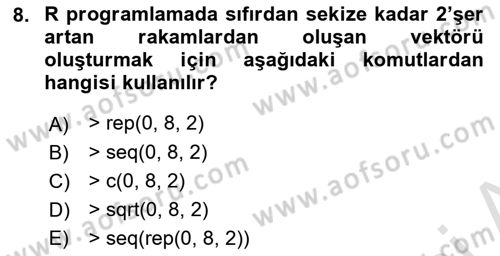 Veri Madenciliği Dersi 2021 - 2022 Yılı (Vize) Ara Sınav Soruları 8. Soru