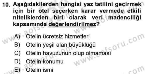 Veri Madenciliği Dersi 2021 - 2022 Yılı (Final) Dönem Sonu Sınav Soruları 10. Soru