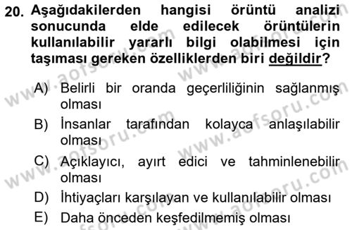 Veri Madenciliği Dersi 2021 - 2022 Yılı (Final) Dönem Sonu Sınav Soruları 20. Soru