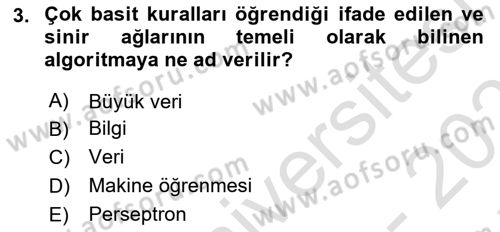 Veri Madenciliği Dersi 2021 - 2022 Yılı (Final) Dönem Sonu Sınav Soruları 3. Soru