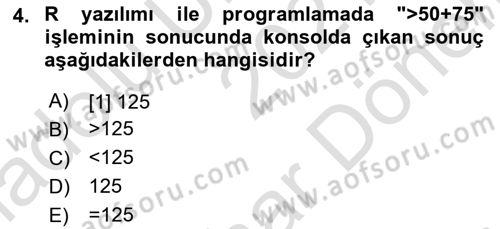 Veri Madenciliği Dersi 2021 - 2022 Yılı (Final) Dönem Sonu Sınav Soruları 4. Soru