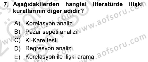 Veri Madenciliği Dersi 2021 - 2022 Yılı (Final) Dönem Sonu Sınav Soruları 7. Soru