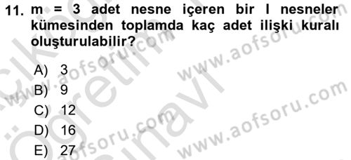 Veri Madenciliği Dersi 2021 - 2022 Yılı Yaz Okulu Sınav Soruları 11. Soru