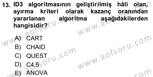 Veri Madenciliği Dersi 2021 - 2022 Yılı Yaz Okulu Sınav Soruları 13. Soru