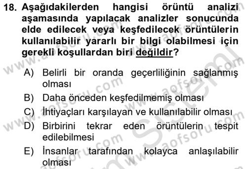 Veri Madenciliği Dersi 2021 - 2022 Yılı Yaz Okulu Sınav Soruları 18. Soru