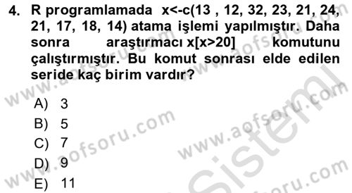 Veri Madenciliği Dersi 2021 - 2022 Yılı Yaz Okulu Sınav Soruları 4. Soru