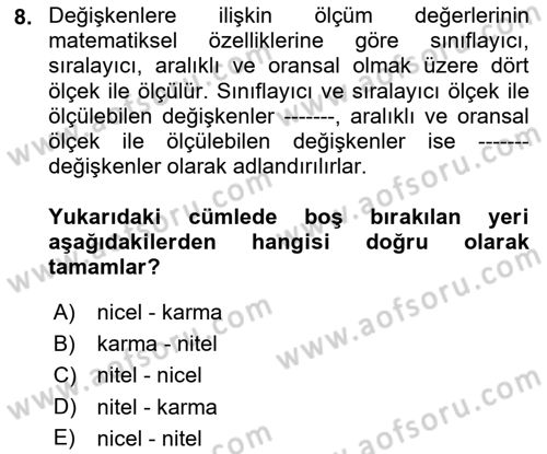 Veri Madenciliği Dersi 2021 - 2022 Yılı Yaz Okulu Sınav Soruları 8. Soru