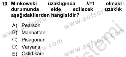 Veri Madenciliği Dersi 2022 - 2023 Yılı Yaz Okulu Sınav Soruları 10. Soru