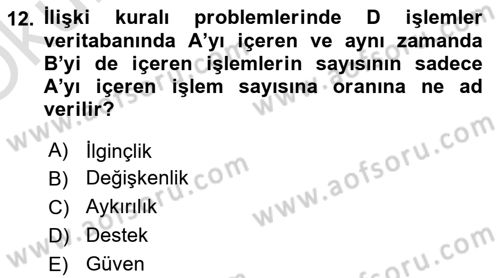 Veri Madenciliği Dersi 2022 - 2023 Yılı Yaz Okulu Sınav Soruları 12. Soru
