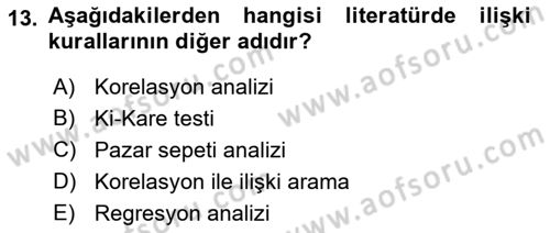 Veri Madenciliği Dersi 2022 - 2023 Yılı Yaz Okulu Sınav Soruları 13. Soru