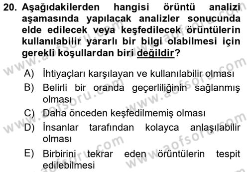 Veri Madenciliği Dersi 2022 - 2023 Yılı Yaz Okulu Sınav Soruları 20. Soru