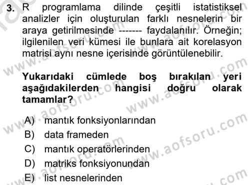 Veri Madenciliği Dersi 2022 - 2023 Yılı Yaz Okulu Sınav Soruları 3. Soru