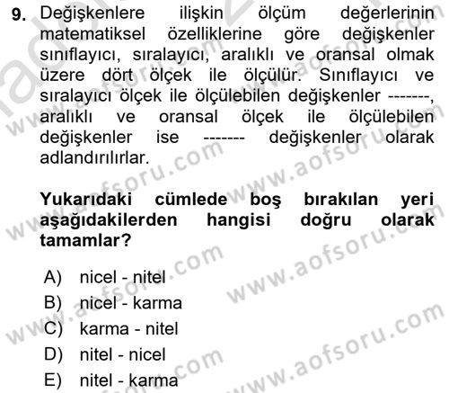 Veri Madenciliği Dersi 2022 - 2023 Yılı Yaz Okulu Sınav Soruları 9. Soru