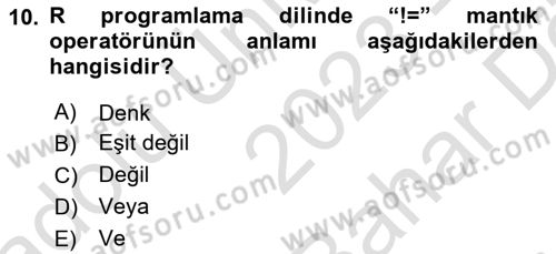 Veri Madenciliği Dersi 2023 - 2024 Yılı (Vize) Ara Sınav Soruları 10. Soru