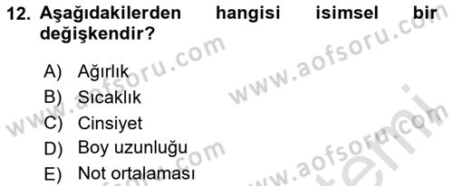 Veri Madenciliği Dersi 2023 - 2024 Yılı (Vize) Ara Sınav Soruları 12. Soru