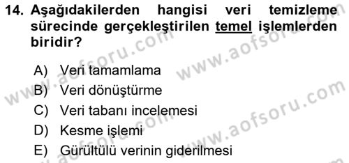 Veri Madenciliği Dersi 2023 - 2024 Yılı (Vize) Ara Sınav Soruları 14. Soru