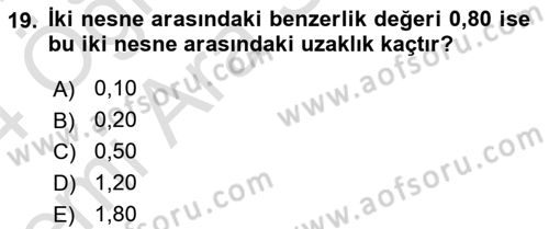 Veri Madenciliği Dersi 2023 - 2024 Yılı (Vize) Ara Sınav Soruları 19. Soru