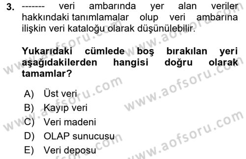 Veri Madenciliği Dersi 2023 - 2024 Yılı (Vize) Ara Sınav Soruları 3. Soru