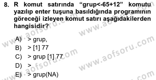 Veri Madenciliği Dersi 2023 - 2024 Yılı (Vize) Ara Sınav Soruları 8. Soru