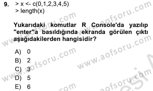 Veri Madenciliği Dersi 2023 - 2024 Yılı (Vize) Ara Sınav Soruları 9. Soru