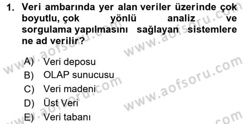 Veri Madenciliği Dersi 2023 - 2024 Yılı (Final) Dönem Sonu Sınav Soruları 1. Soru