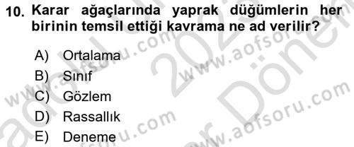 Veri Madenciliği Dersi 2023 - 2024 Yılı (Final) Dönem Sonu Sınav Soruları 10. Soru
