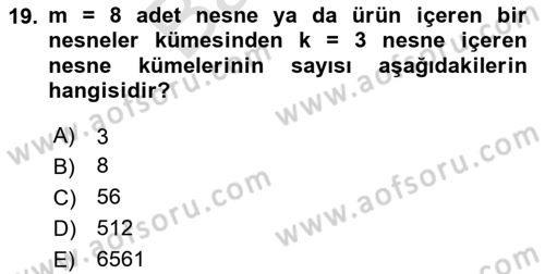 Veri Madenciliği Dersi 2023 - 2024 Yılı (Final) Dönem Sonu Sınav Soruları 19. Soru