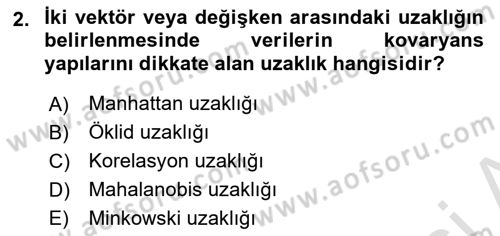 Veri Madenciliği Dersi 2023 - 2024 Yılı (Final) Dönem Sonu Sınav Soruları 2. Soru