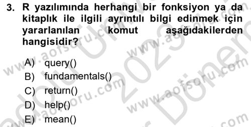 Veri Madenciliği Dersi 2023 - 2024 Yılı (Final) Dönem Sonu Sınav Soruları 3. Soru