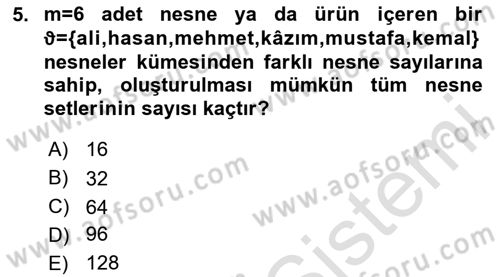 Veri Madenciliği Dersi 2023 - 2024 Yılı (Final) Dönem Sonu Sınav Soruları 5. Soru