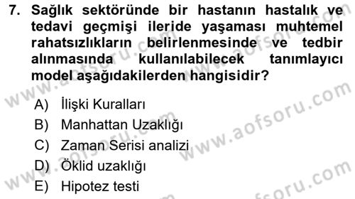Veri Madenciliği Dersi 2023 - 2024 Yılı (Final) Dönem Sonu Sınav Soruları 7. Soru