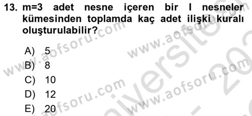 Veri Madenciliği Dersi 2023 - 2024 Yılı Yaz Okulu Sınav Soruları 13. Soru