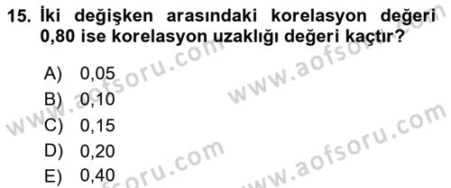 Veri Madenciliği Dersi 2023 - 2024 Yılı Yaz Okulu Sınav Soruları 15. Soru