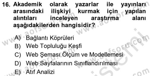 Veri Madenciliği Dersi 2023 - 2024 Yılı Yaz Okulu Sınav Soruları 16. Soru