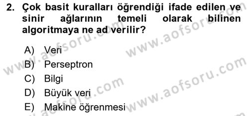 Veri Madenciliği Dersi 2023 - 2024 Yılı Yaz Okulu Sınav Soruları 2. Soru