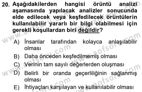 Veri Madenciliği Dersi 2023 - 2024 Yılı Yaz Okulu Sınav Soruları 20. Soru