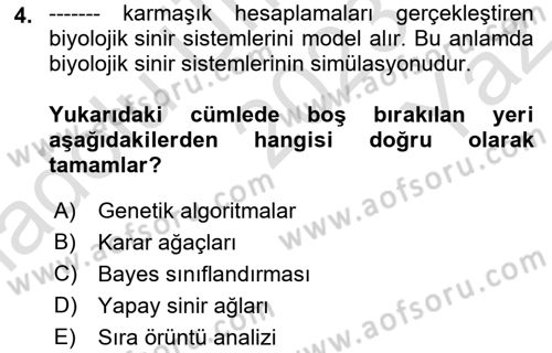 Veri Madenciliği Dersi 2023 - 2024 Yılı Yaz Okulu Sınav Soruları 4. Soru