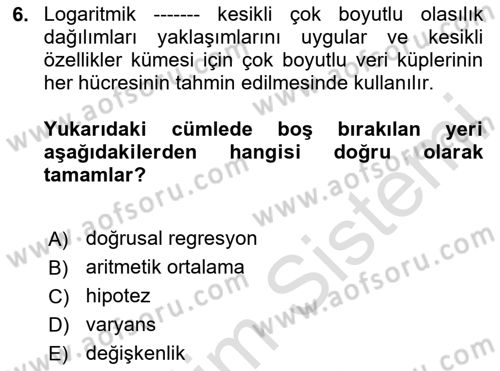 Veri Madenciliği Dersi 2023 - 2024 Yılı Yaz Okulu Sınav Soruları 6. Soru