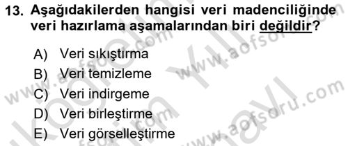 Veri Madenciliği Dersi 2024 - 2025 Yılı (Vize) Ara Sınav Soruları 13. Soru