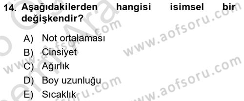 Veri Madenciliği Dersi 2024 - 2025 Yılı (Vize) Ara Sınav Soruları 14. Soru