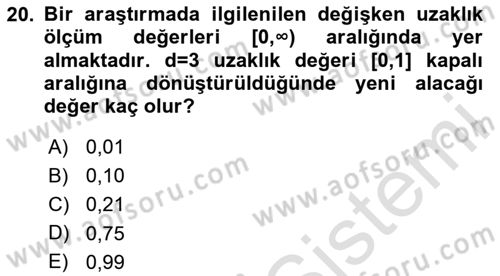 Veri Madenciliği Dersi 2024 - 2025 Yılı (Vize) Ara Sınav Soruları 20. Soru