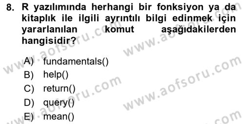 Veri Madenciliği Dersi 2024 - 2025 Yılı (Vize) Ara Sınav Soruları 8. Soru
